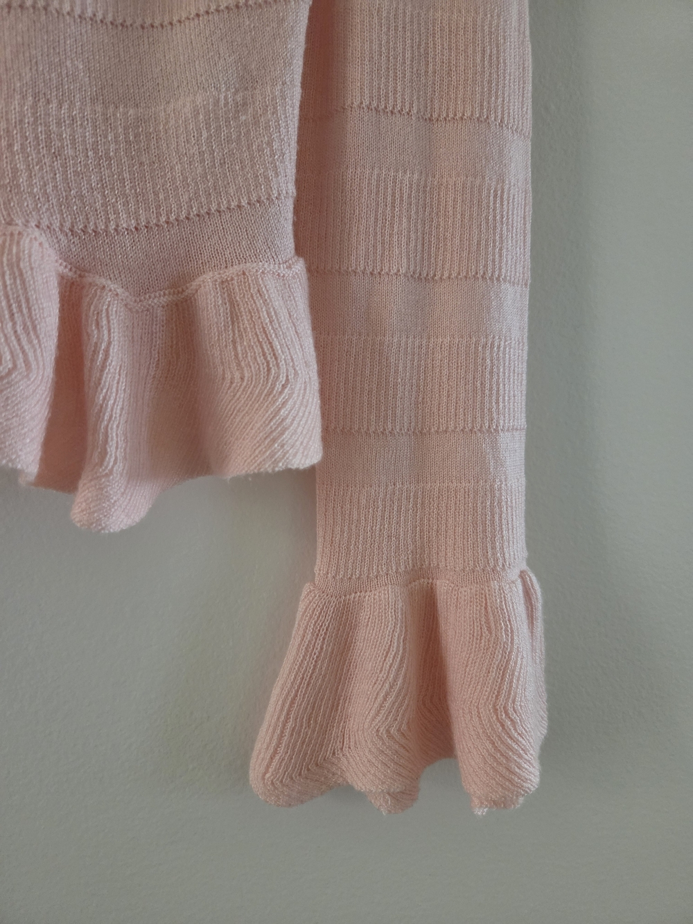 Soft Pink Ruffle Knit Cardigan - Picture 5 of 11